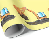 可愛いオレンジ色の掘削機の掘り下げ漫画 ラッピングペーパー (ロールコーナー)