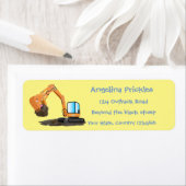 可愛いオレンジ色の掘削機の掘り下げ漫画 ラベル (インサイチュ)