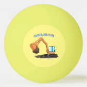 可愛いオレンジ色の掘削機の掘り下げ漫画 卓球ボール (裏面)