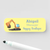 可愛いオレンジ色の掘削機の掘り下げ漫画 名札 (インサイチュ)