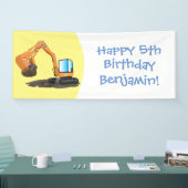 可愛いオレンジ色の掘削機の掘り下げ漫画 横断幕 (トレードショー)