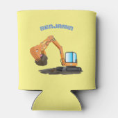 可愛いオレンジ色の掘削機の掘り下げ漫画 缶クーラー (裏面)