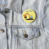 可愛いオレンジ色の掘削機の掘り下げ漫画 缶バッジ (インサイチュ)