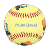 可愛いオレンジ色の掘削機の掘り下げ漫画 野球ボール (裏面)