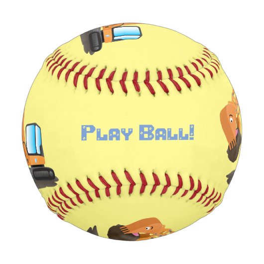 可愛いオレンジ色の掘削機の掘り下げ漫画 野球ボール (裏面)