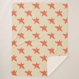 可愛いオレンジ色の星模様 シェルパブランケット