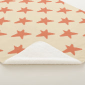 可愛いオレンジ色の星模様 シェルパブランケット (3/4)