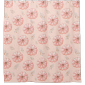 可愛いオレンジ色の水色かぼちゃの秋シャワーカーテン シャワーカーテン (正面)