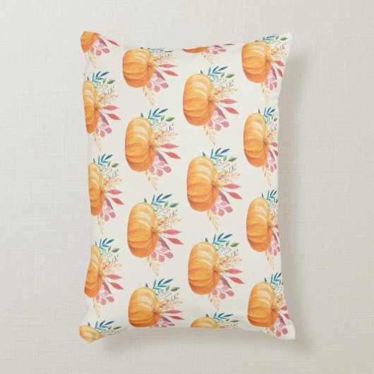 可愛いオレンジ色の水色かぼちゃ模様 アクセントクッション (正面(垂直))