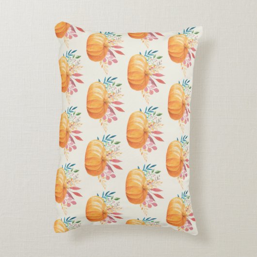 可愛いオレンジ色の水色かぼちゃ模様 アクセントクッション (裏面(縦))