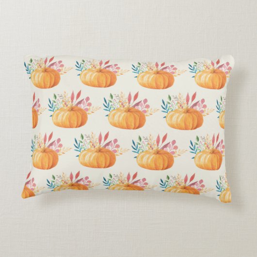 可愛いオレンジ色の水色かぼちゃ模様 アクセントクッション (裏面)