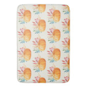 可愛いオレンジ色の水色かぼちゃ模様 バスマット (正面縦)