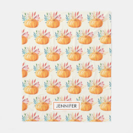 可愛いオレンジ色の水色かぼちゃ模様 フリースブランケット