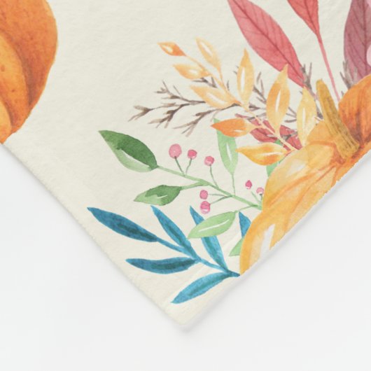 可愛いオレンジ色の水色かぼちゃ模様 フリースブランケット (角)