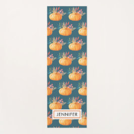可愛いオレンジ色の水色かぼちゃ模様 ヨガマット