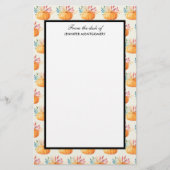 可愛いオレンジ色の水色かぼちゃ模様 便箋 (正面)