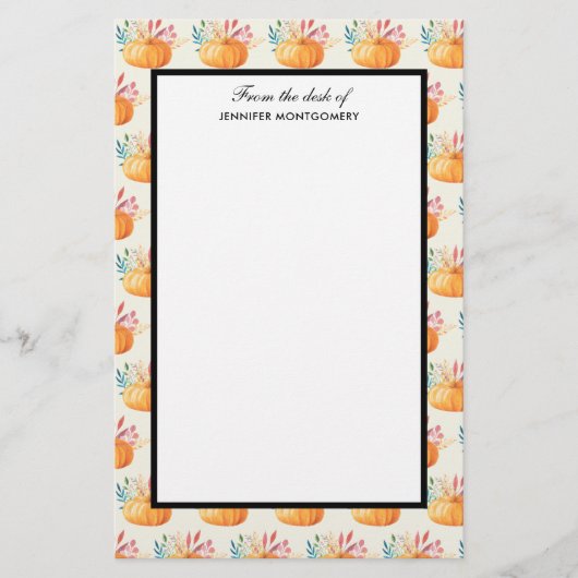 可愛いオレンジ色の水色かぼちゃ模様 便箋 (正面)