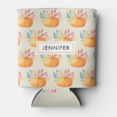 可愛いオレンジ色の水色かぼちゃ模様 缶クーラー (正面)
