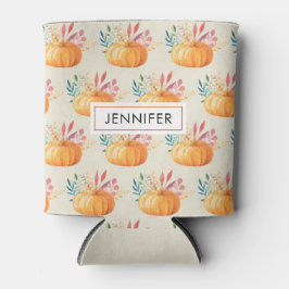 可愛いオレンジ色の水色かぼちゃ模様 缶クーラー