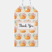 可愛いオレンジ色の水色カボチャ柄ありがとう ギフトタグ (正面)
