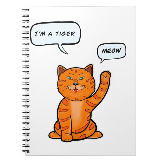 可愛いオレンジ色の猫が「ニャー」と言う。タイガー2022 ノートブック (正面)