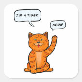 可愛いオレンジ色の猫が「ニャー」と言う。Tiger 2022 TシャツTh スクエアシール (正面)