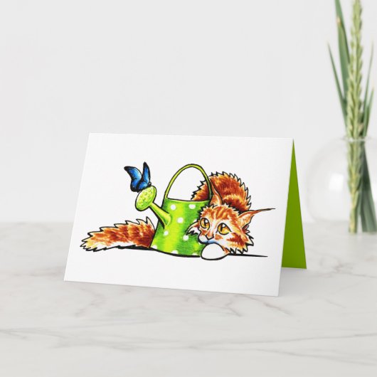 可愛いオレンジ色の猫のカスタムメッセージ カード (正面)