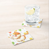 可愛いオレンジ色の猫の子猫バルーンカラフル|過去記事 スクエアペーパーコースター (インサイチュ)