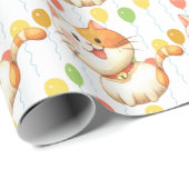 可愛いオレンジ色の猫の子猫バルーンカラフル|過去記事 ラッピングペーパー (ロールコーナー)