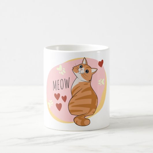 可愛いオレンジ色の猫 コーヒーマグカップ (中央)