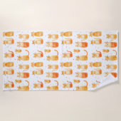 可愛いオレンジ色の猫 ビーチタオル (正面)