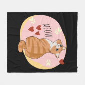 可愛いオレンジ色の猫 フリースブランケット (正面(横))