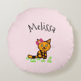 可愛いオレンジ色の猫 ラウンドクッション