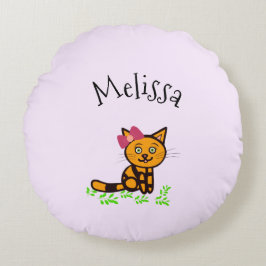 可愛いオレンジ色の猫 ラウンドクッション