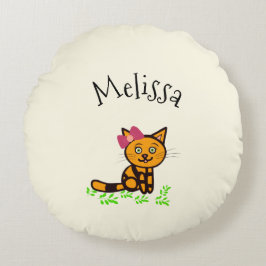 可愛いオレンジ色の猫 ラウンドクッション