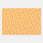 可愛いオレンジ色の緑の赤い包装紙 ラッピングペーパーシート (正面3)