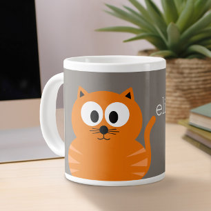 可愛いオレンジ色の脂肪猫のトープパーソナライズされた ジャンボコーヒーマグカップ