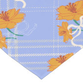 可愛いオレンジ色の花が継ぎ目なく青い格子模様 ショートテーブルランナー (コーナー)