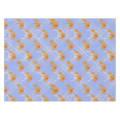 可愛いオレンジ色の花が継ぎ目なく青い格子模様 テーブルクロス (正面(横))