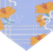 可愛いオレンジ色の花が継ぎ目なく青い格子模様 テーブルクロス (アングル)