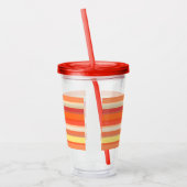 可愛いオレンジ色の赤ストライプ色 アクリルタンブラー (左)