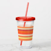 可愛いオレンジ色の赤ストライプ色 アクリルタンブラー (裏面)