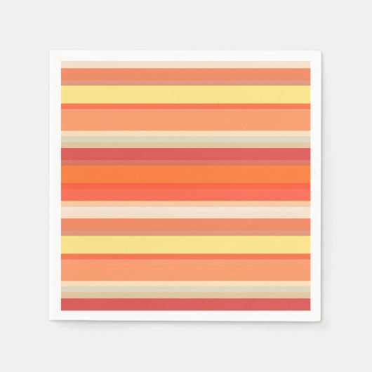 可愛いオレンジ色の赤ストライプ色 スタンダードカクテルナプキン (正面)