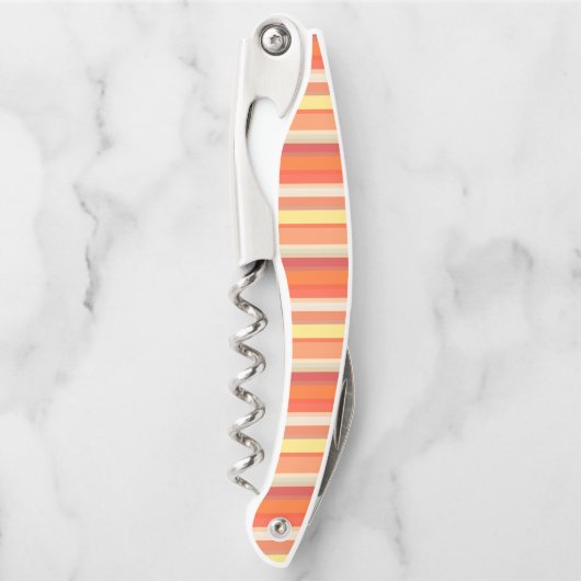 可愛いオレンジ色の赤ストライプ色 ソムリエナイフ (正面)