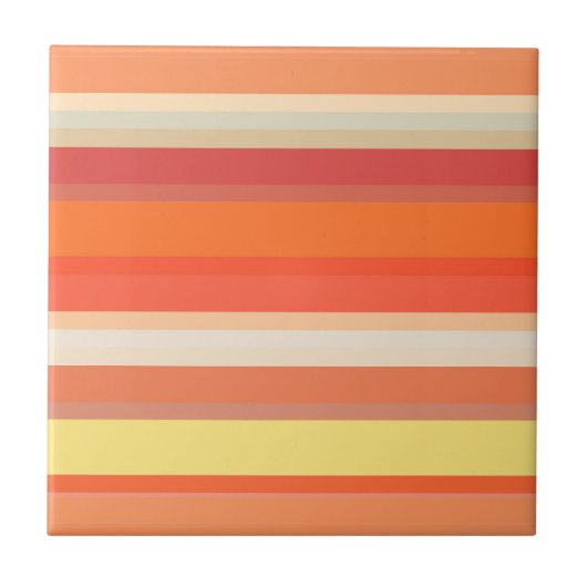 可愛いオレンジ色の赤ストライプ色 タイル (正面)