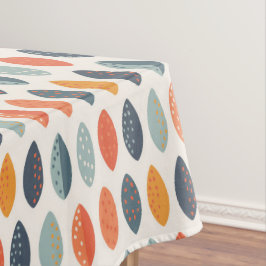 可愛いオレンジ色の青い葉の植物性モノグラムパターン テーブルクロス