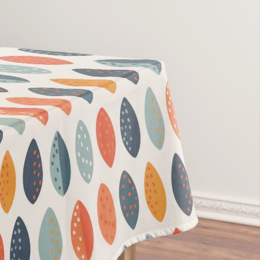 可愛いオレンジ色の青い葉の植物性モノグラムパターン テーブルクロス (インサイチュ)