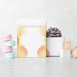 可愛いオレンジ色の黄色の水の色のベビークマ&バルーン ラッピングペーパー