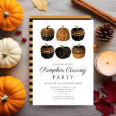 可愛いオレンジ色の黒カボチャ彫刻ハロウィーン 招待状