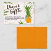 可愛いオレンジ色パイナップル水色おむつラッフル エンクロージャーカード (正面/裏面)